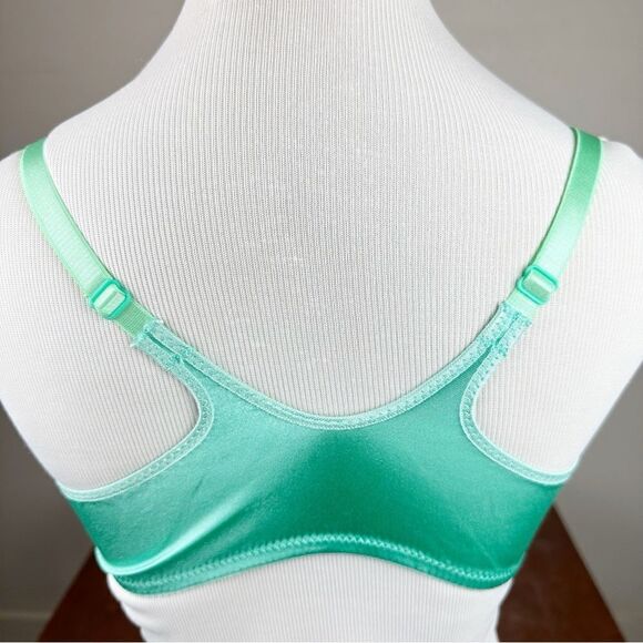 Victorias Secret Green Satin Vintage 90s Push Up Second Skin Bra 34C - Picture 3 of 7